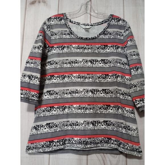 Christopher and Banks Shirt‎ Ladies Large Black Striped - Picture 1 of 6